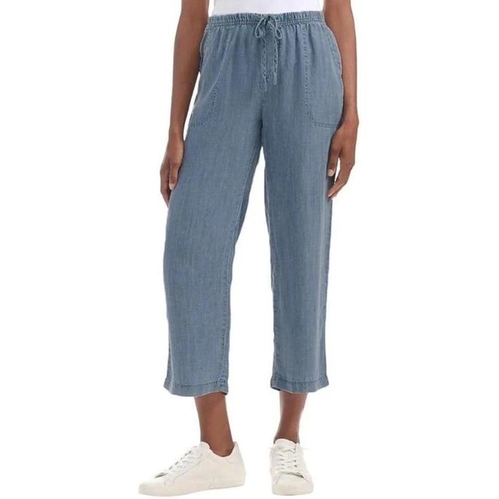 Splendid Womens Blue Cropped Wide Leg Drawstring Lyocell Pants 2XL New